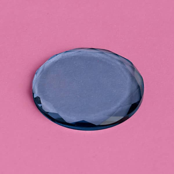 runde blaue geschliffene Glasunterlage für Wimpernklebstoff